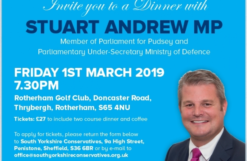 Dinner with Stuart Andrew MP, Friday 1st March 2019, Rotherham